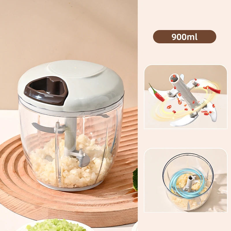 ♥Manual Pull String Food Chopper - Multi-Function Vegetable/Meat/Garlic Mincer, Kitchen Gadgets