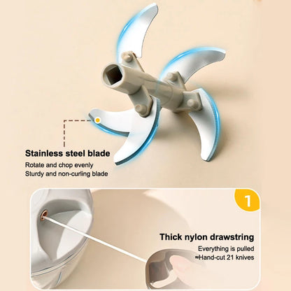 ♥Manual Pull String Food Chopper - Multi-Function Vegetable/Meat/Garlic Mincer, Kitchen Gadgets