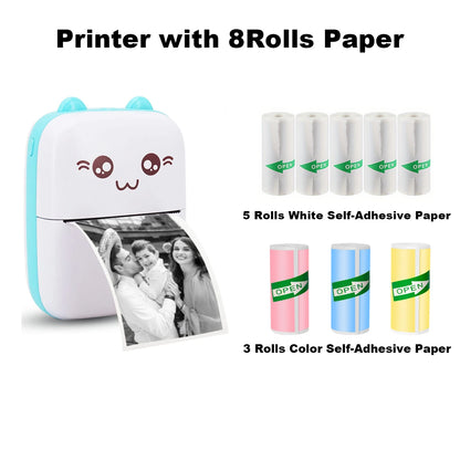Mini Photo Pocket Printer Portable Ink-free Thermal 57mm Sticker Trans Paper Wireless BT 200dpi Android IOS Printing Machine