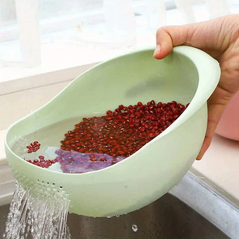 1pc rice panning machine, vegetable and fruit basket, drain and wash vegetable basket, household kitchen rice washing sieve