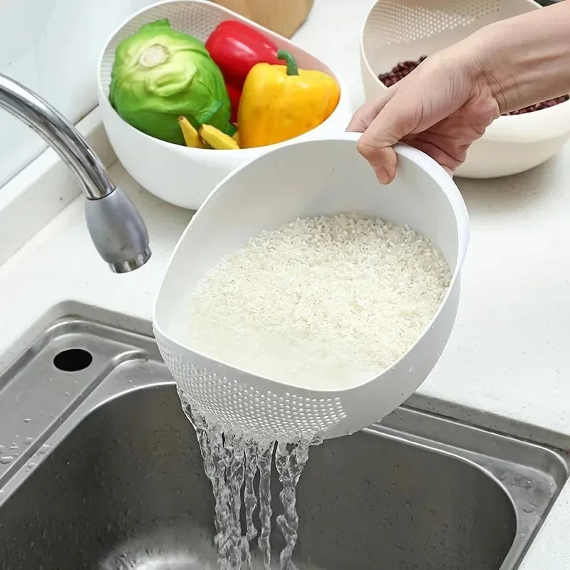 1pc rice panning machine, vegetable and fruit basket, drain and wash vegetable basket, household kitchen rice washing sieve