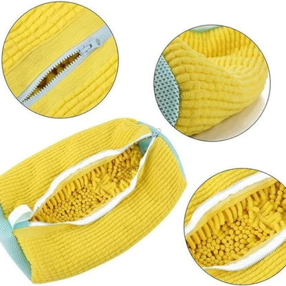Anti-Deformation Shoe Washing Bag for Machine - Polyester Mesh Laundry Sock with Zipper for Sneakers/Boots,39x19cm,Reusable Dry