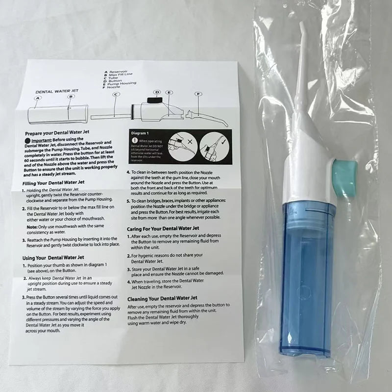 1PC High-Pressure Oral Irrigator Household Water Flosser Manual Oral Irrigator Portable Teeth Clean Water Flosser for Brace