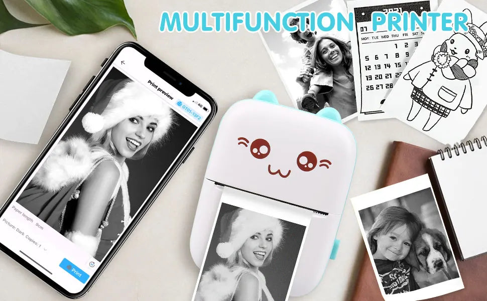 Mini Photo Pocket Printer Portable Ink-free Thermal 57mm Sticker Trans Paper Wireless BT 200dpi Android IOS Printing Machine