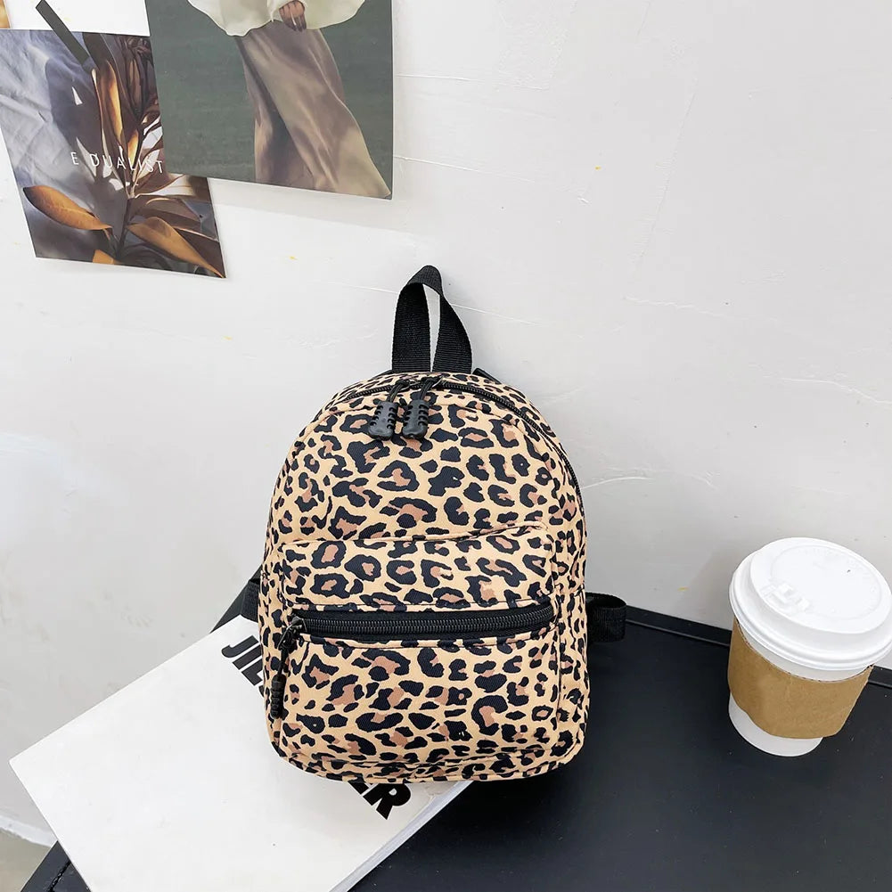 Ins Leopard Backpack Women Funny Animal Design School Bags for Teenage Girls Daily Travel Small Rucksack Preppy Style Knapsacks