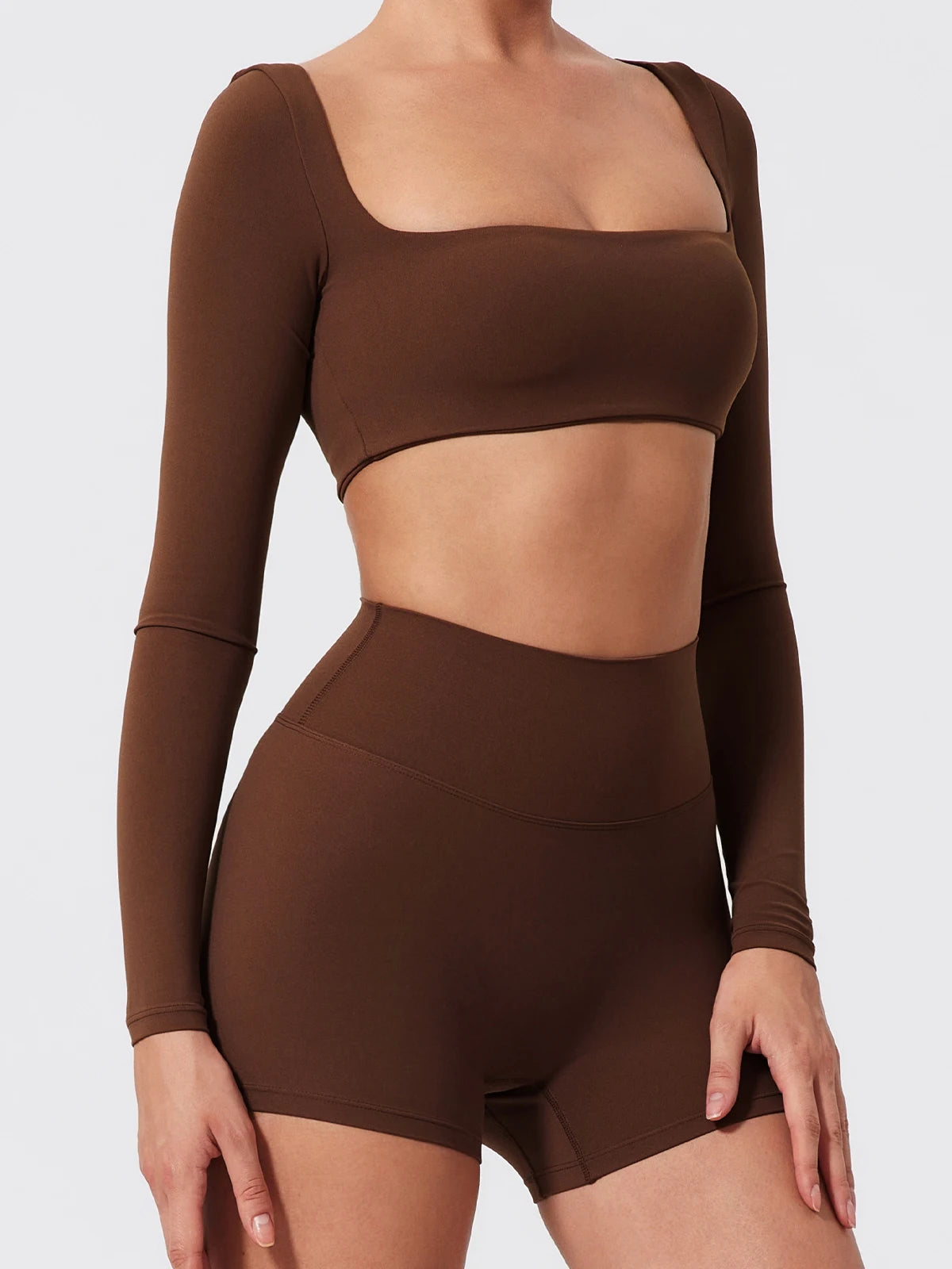 Summer Long-Sleeved Sports Fitness Set Women Outdoors Running Activewear Female Yoga Clothes Crop Top Sport Outfit For Woman