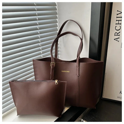 Large Capacity Women's Bag Soft Leather Tote Bags Casual Versatile Single Shoulder Handbag Mommy Handbags 2025 Autumn and Winter