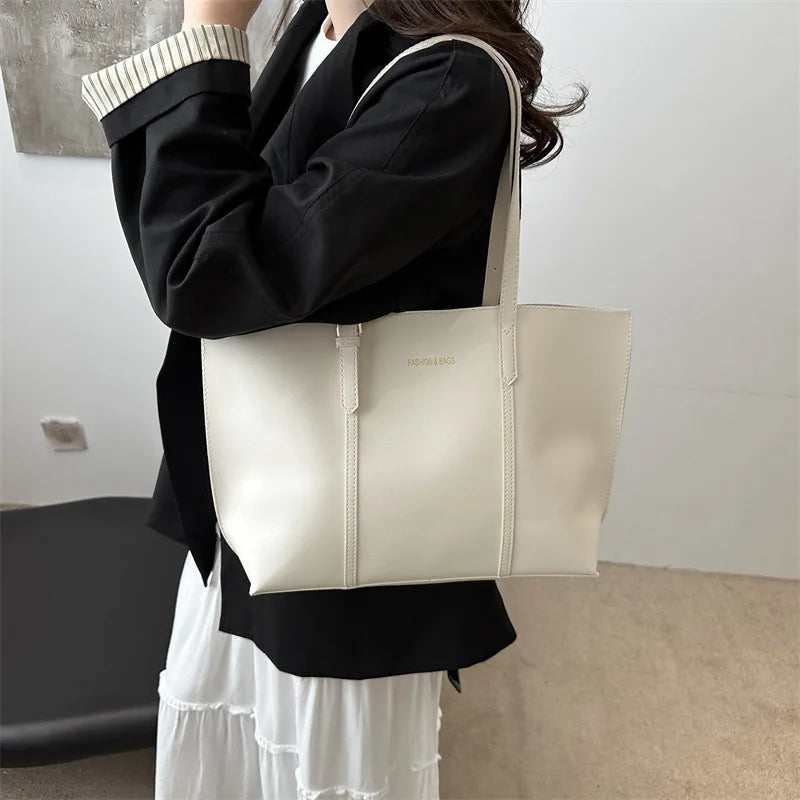 Large Capacity Women's Bag Soft Leather Tote Bags Casual Versatile Single Shoulder Handbag Mommy Handbags 2025 Autumn and Winter