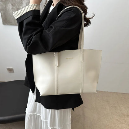 Large Capacity Women's Bag Soft Leather Tote Bags Casual Versatile Single Shoulder Handbag Mommy Handbags 2025 Autumn and Winter
